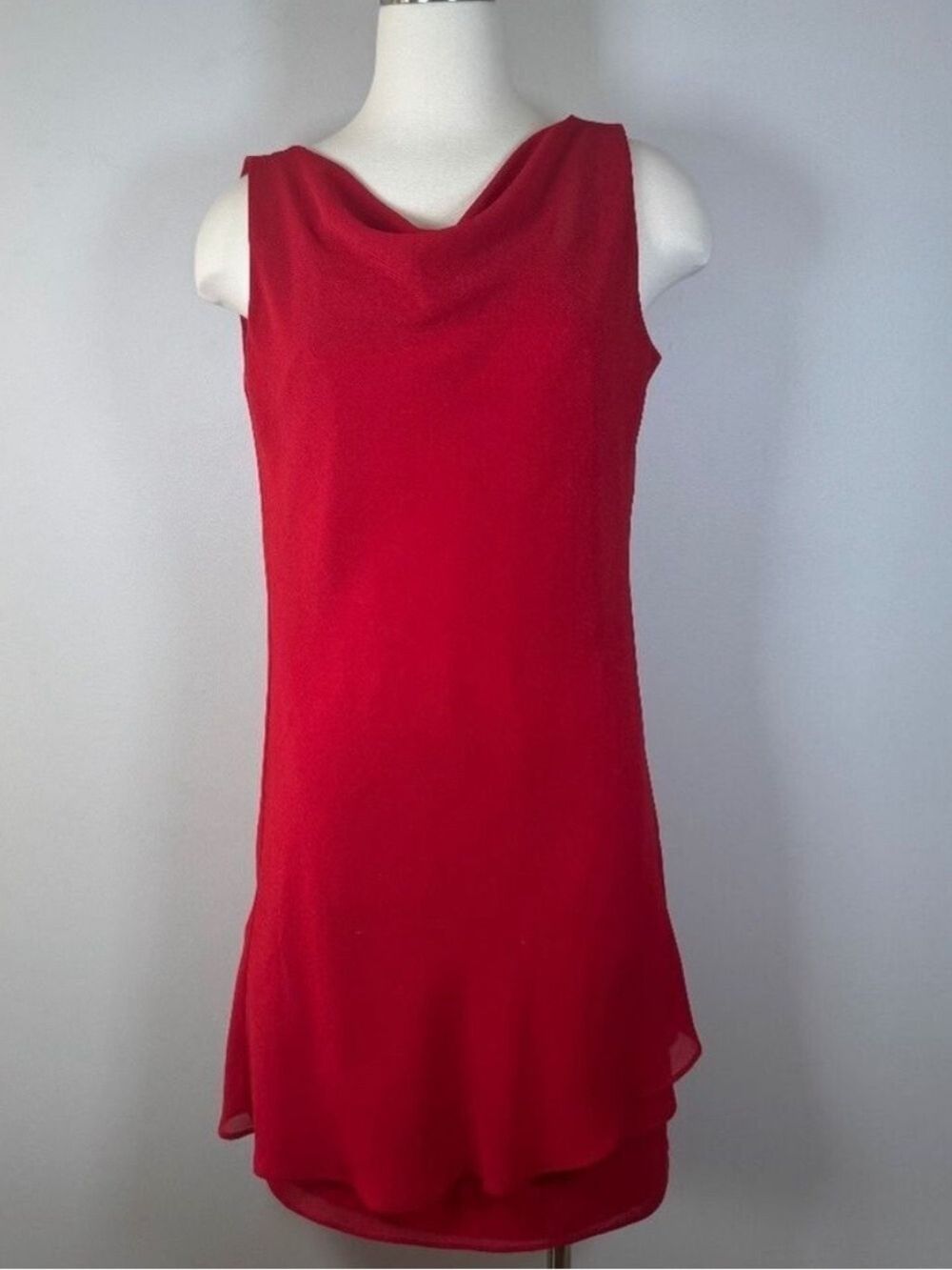 Vintage x Algo  Scarlet Sleeveless Mini Dress cowl neck size  12